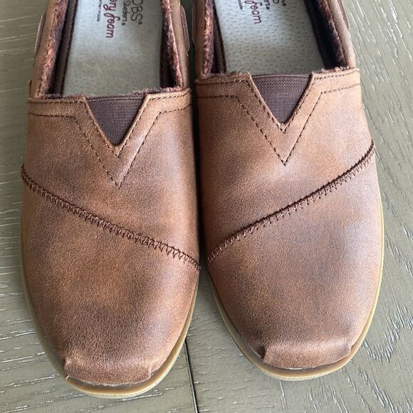 BOBS Slip On Flat Memory Foam Brown Vegan Leather Textile Shoes Women’s Size 9.5 - Picture 9 of 12
